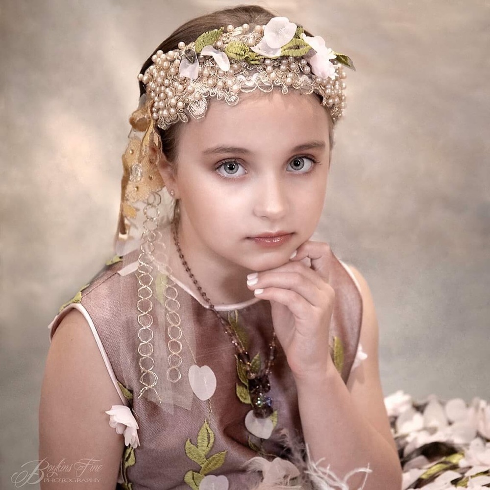Elena Collection OOAK Floral Headband & Couture Brooch Set